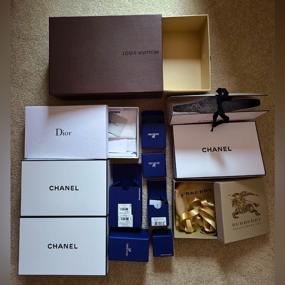 Louis Vuitton, Chanel, Dior, Burberry Gift Boxes Bundle!